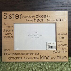 NEW Lasercraft "Sister" Natural Wood Picture Frame